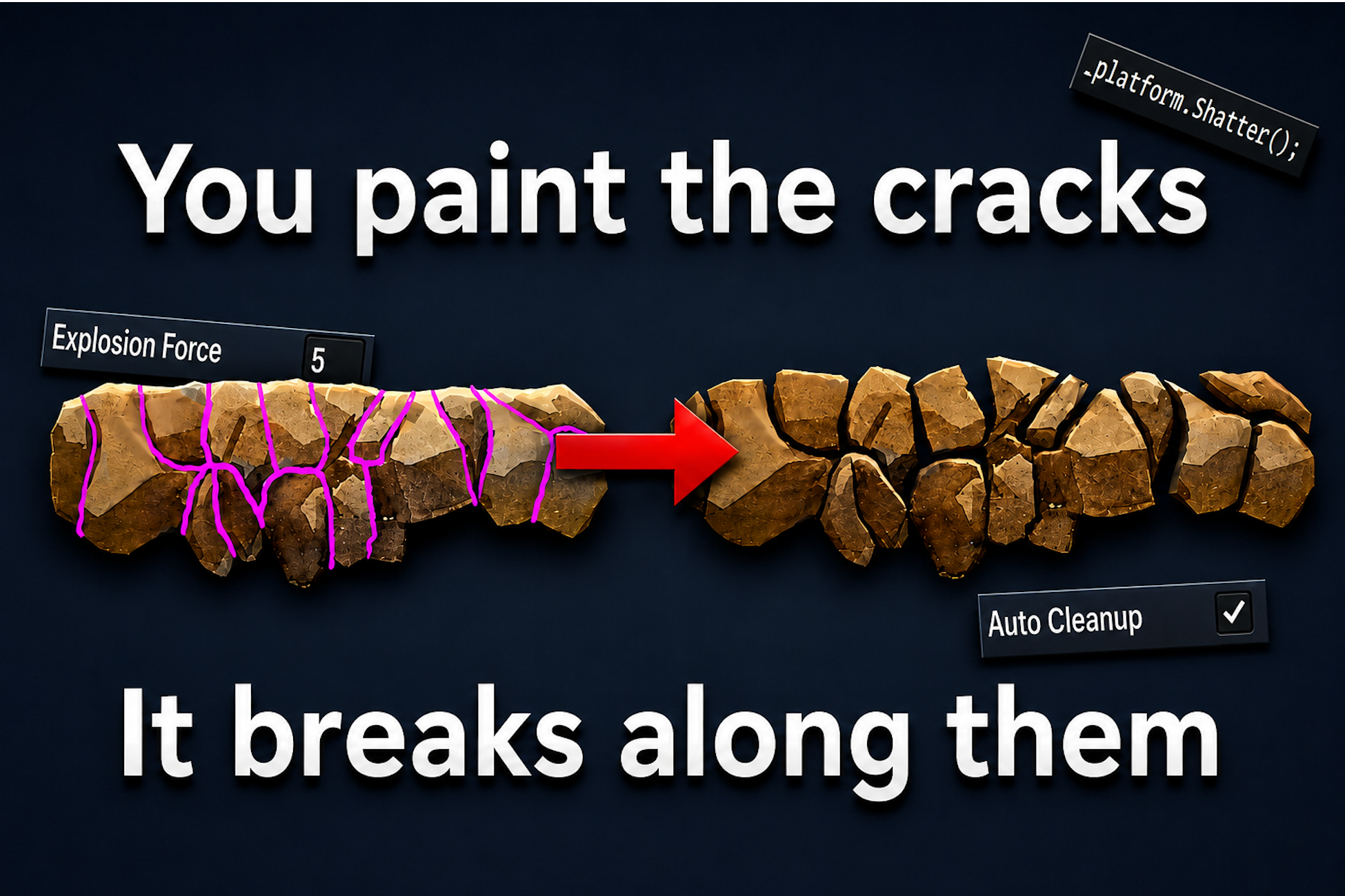 Crack Painter 2D: you paint the cracks, it breaks along them