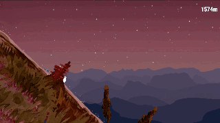 Silbo animated gameplay clip: climbing a mountainside at dusk